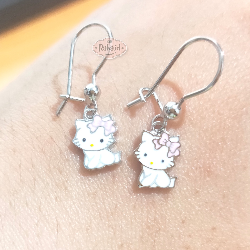 Anting Clip / Klip Desy Kitty Pita Pink Cat Mas Gold Perhiasan Aksesoris Wanita 733 NEW