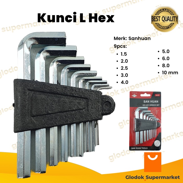 Kunci L Hex San Huan 9pcs Hexagonal