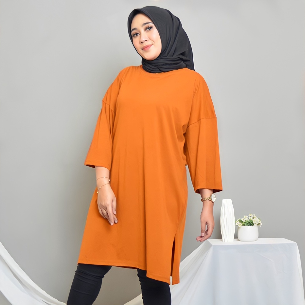 KAOS OVERSIZE BASIC POLOS ATASAN TUNIK JUMBO PAKAIAN WANITA OUTFIT HIJAB FRIENDLY