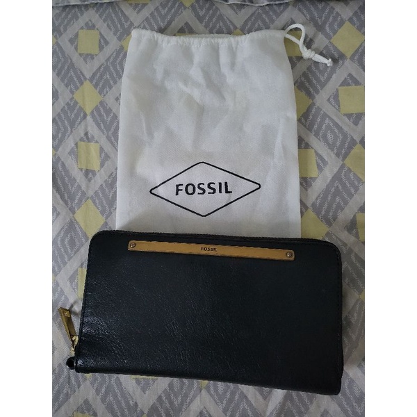 Preloved - FOSSIL liza zip around clutch Black