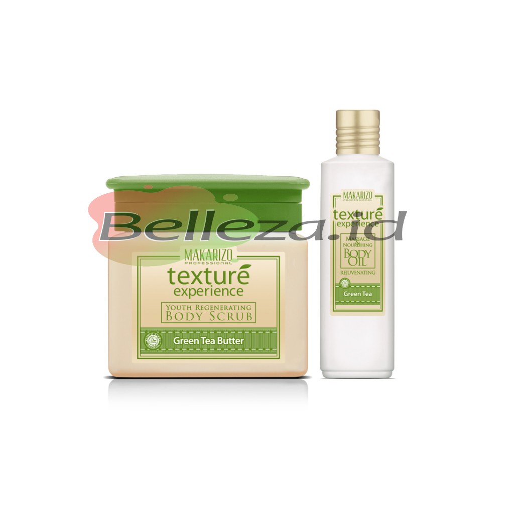 Makarizo Texture Body Scrub / Massage &amp; Nourishing Body Oil Green Tea 200ml / 500gr