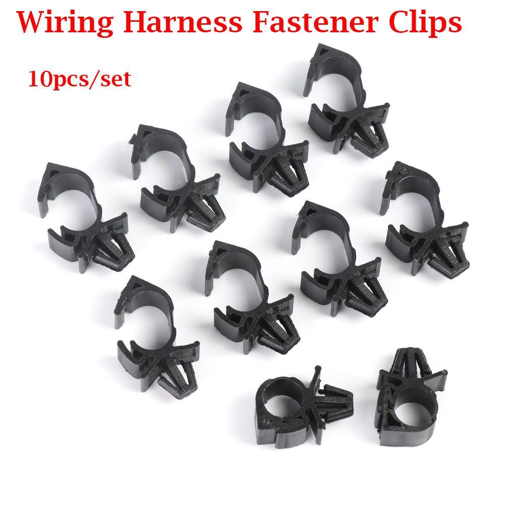 Nanas 10Pcs Klip Pengikat Kabel Harness Plastik Jalur Kabel Finishing Push Mounted Wiring Strap