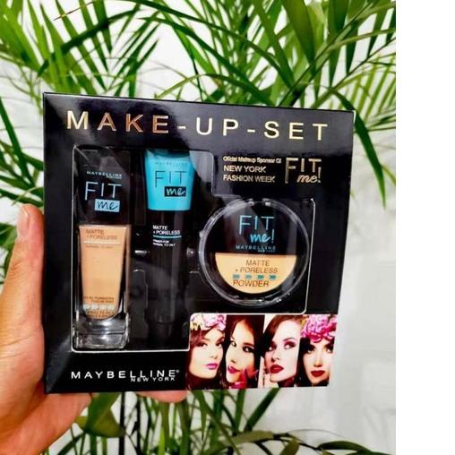 MAKE UP SET MEIBELLINE FIT ME 3IN1 [ BEDAK - FOUNDATION - PREMIER ]