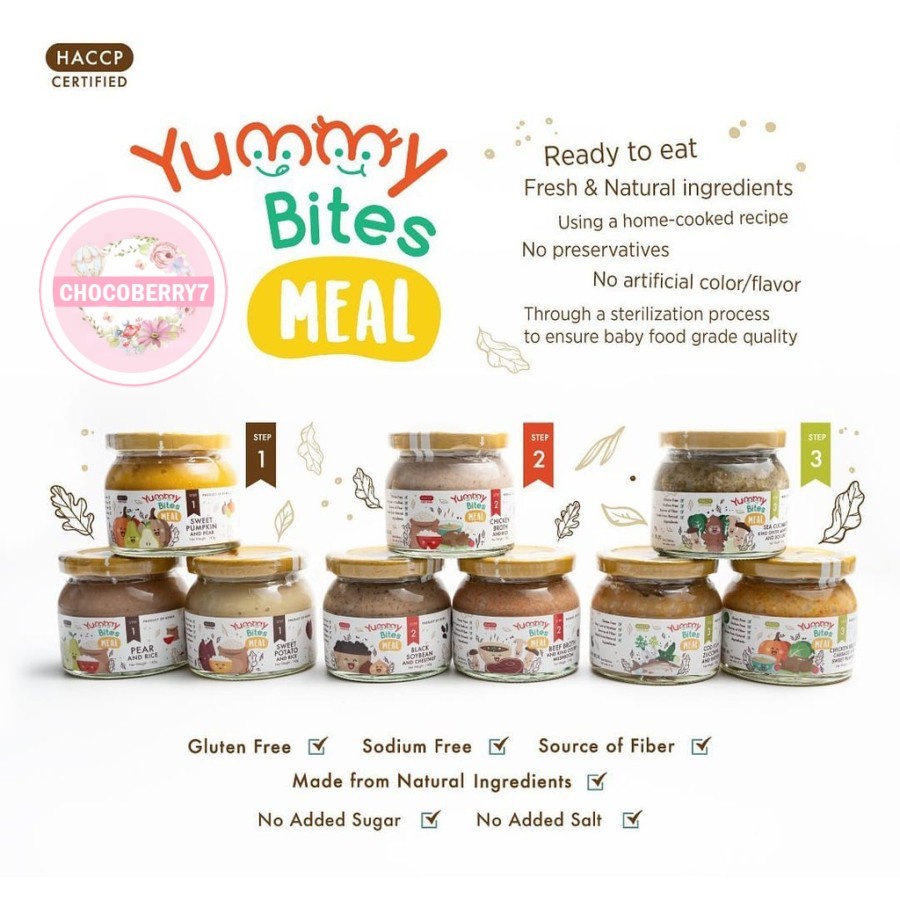 Yummy Bites Meal Step 1 2 3 145gr Jar Kaca MPASI Ready To Eat RTE 145