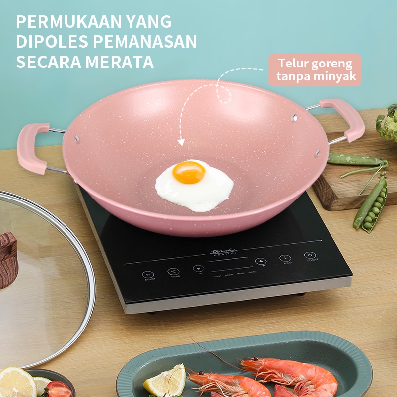 GM Bear Wajan Penggorengan Teflon 32cm P0067 - Wok Pan 32cm