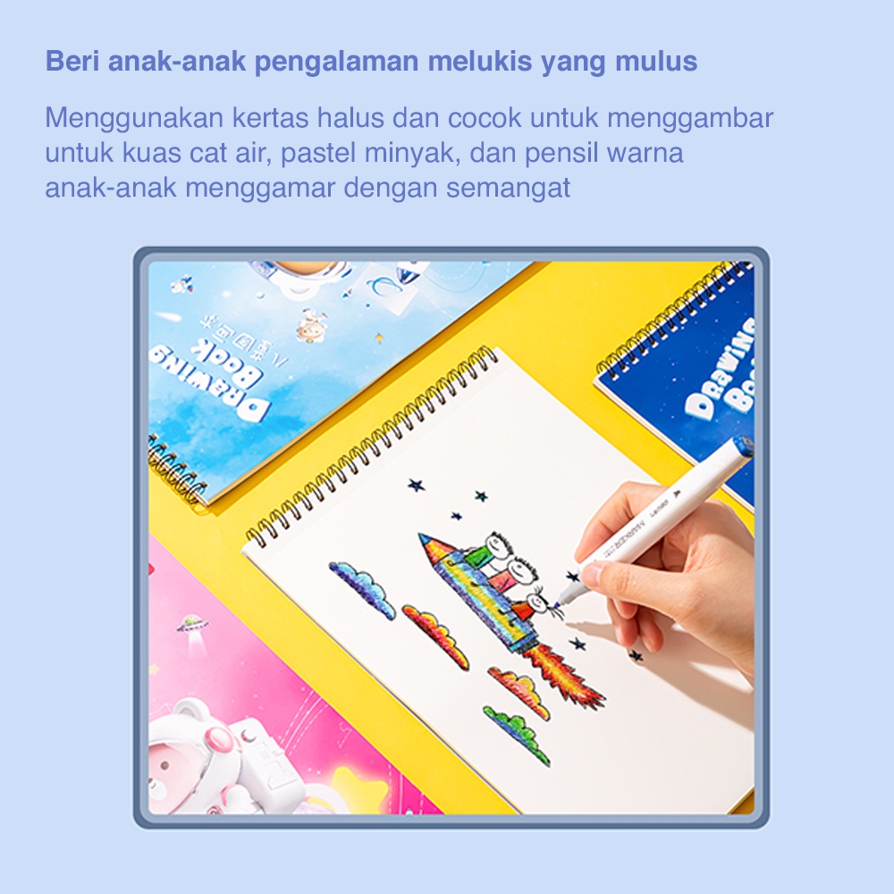 Deli School Drawing Book / Buku Gambar Jilid Spiral Kertas Tebal 100 GSM 30 Lembar 73387