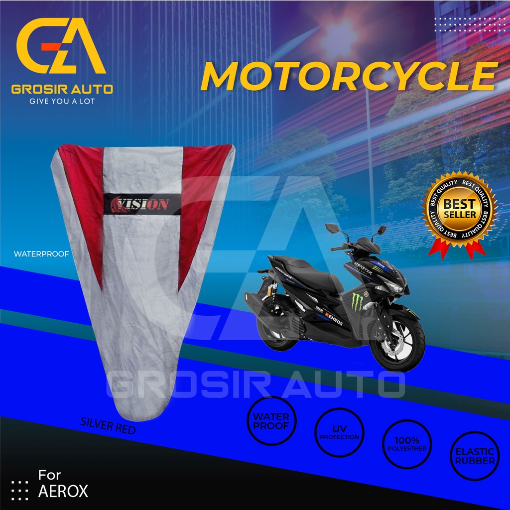 Cover Motor / Pelindung Sarung Motor / Penutup Motor Aerox Vision Silver Merah Waterproof