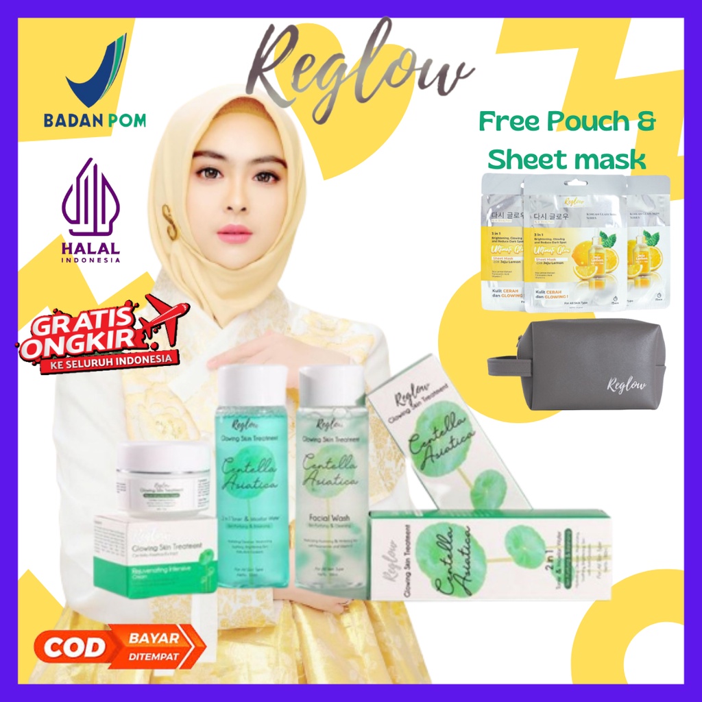 Reglow Skincare Original Paket Perawatan Wajah Glowing Paket Skincare BPOM menglowingkan wajah ala dokter Shindy Putri