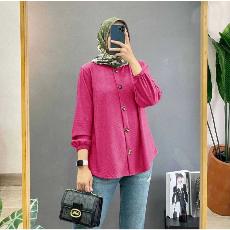 blouse crinkle atasan wanita polos basic