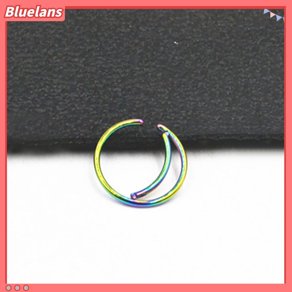 1pc Cincin Hoop Hidung Bentuk Bulan Bahan Stainless Steel Gaya Indian