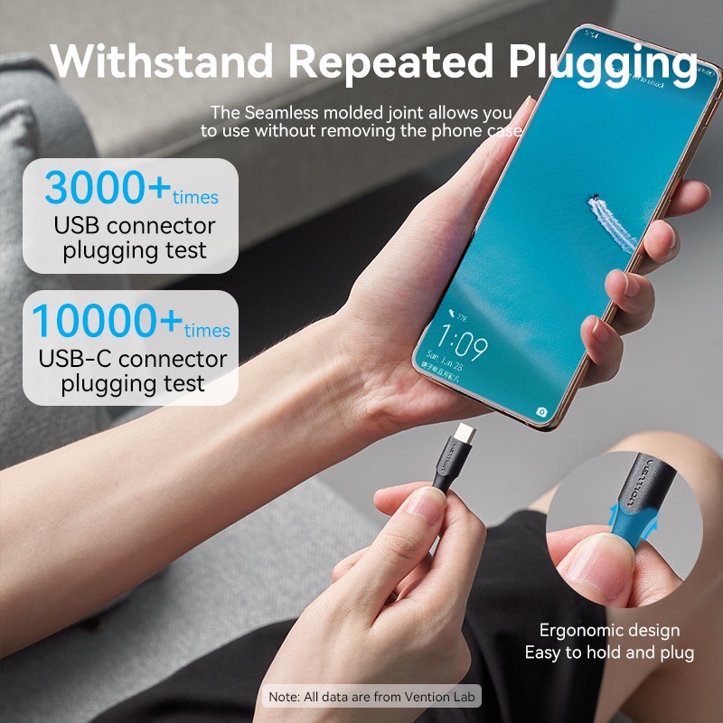 Vention Kabel Data Usb C Type-C 3A Cable Android Handphone HP Quick Charge Fast Charging-8
