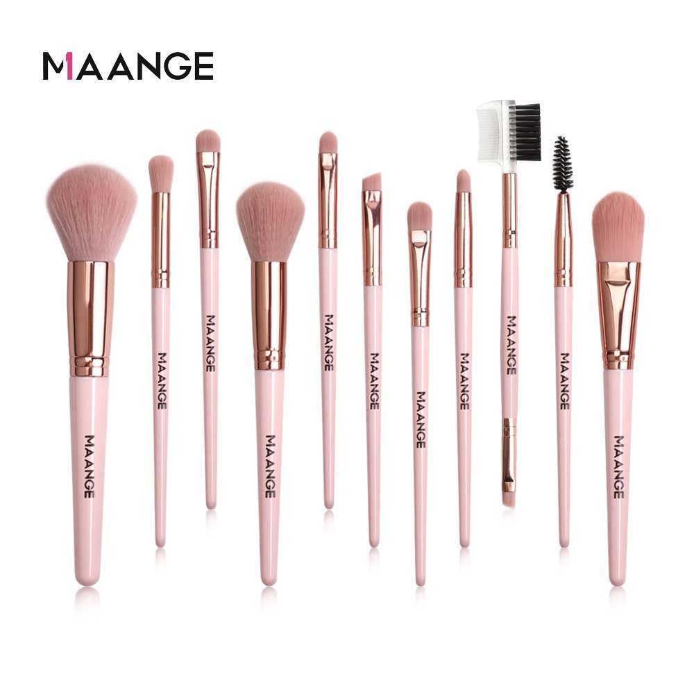MAANGE Brush Kit 11Pcs Brush Make Up Set Cocok Untuk Pemula Make Up Bedak Kosmetik Aksesoris Kuas Blush On 5862