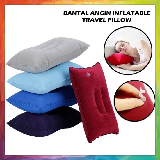 Bantal Angin Tiup Inflatable Travel Pillow Air Udara Ringan Camping Outdoor Pesawat Mobil Portable