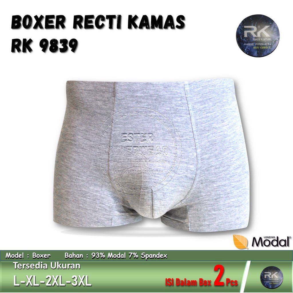 Celana Boxer Pria RECTI KAMAS RK 9839 Isi 2Pcs