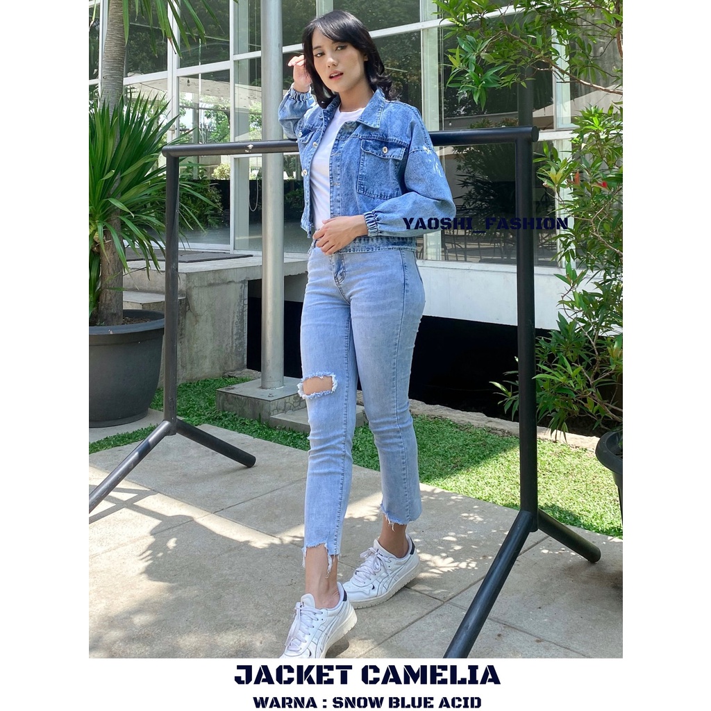 YAOSHI- JACKET DENIM WANITA /JAKET JEANS  OVER SIZE CAMELIA