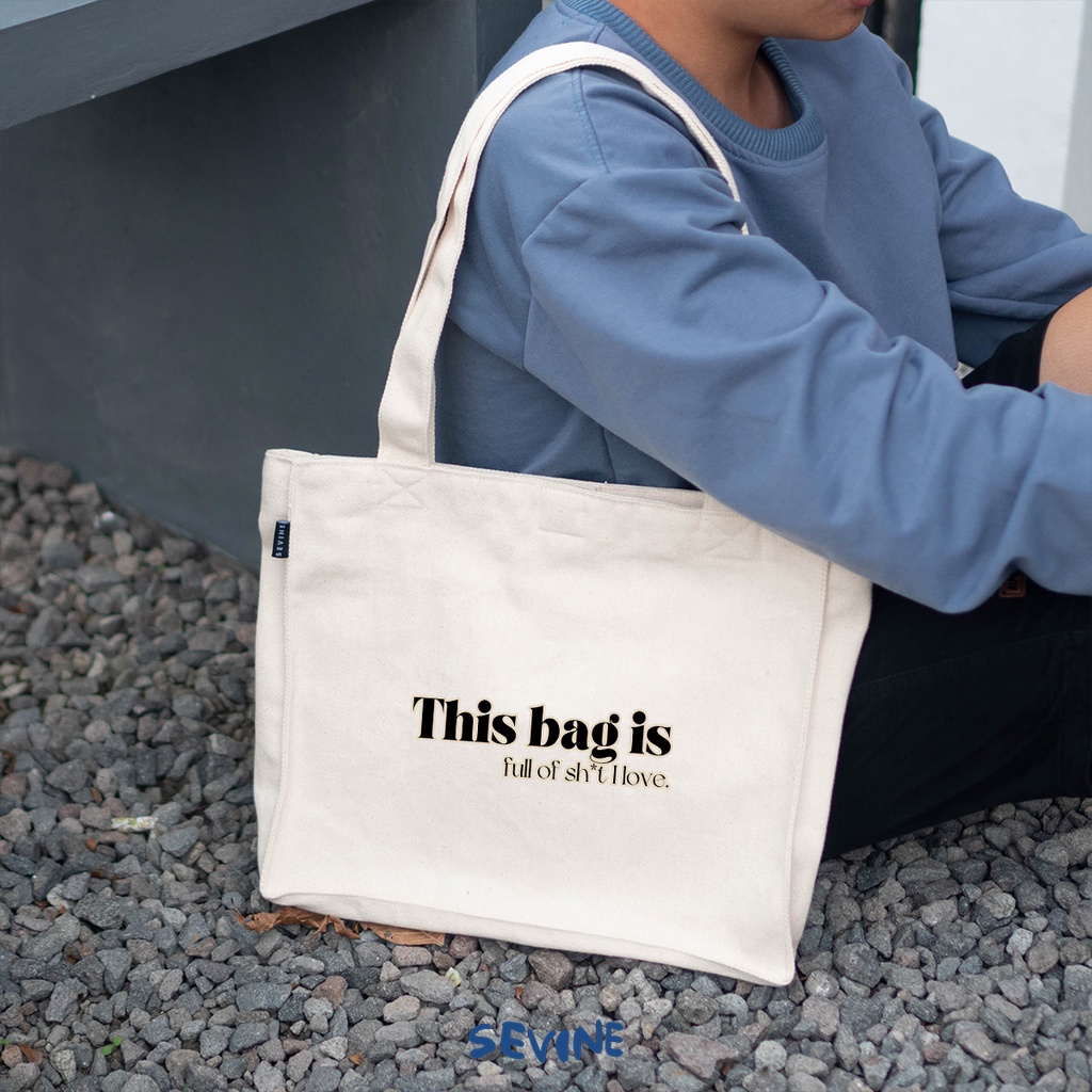 Sevine Totebag Kanvas Daisy Tas Wanita Tote Bag Dengan Kantong Laptop Kuliah Sekolah Kerja Quotes Aesthetic - KL