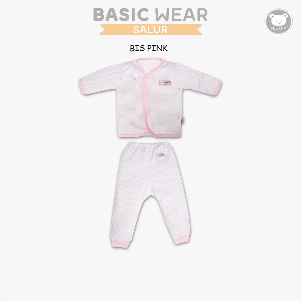 Baju Bayi Piyama Anak Setelan Panjang Kancing Depan FLUFFY Newborn Nb Isi 1pcs