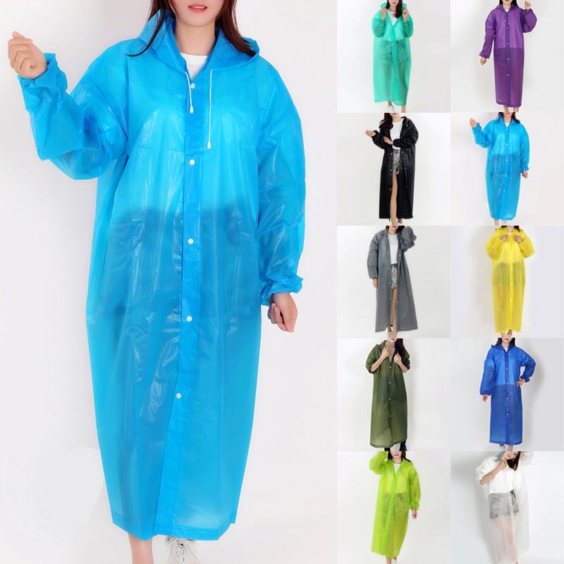 Jas hujan plastik terusan EVA polos/Raincoat Mantel Hujan Lengan Panjang/ Raincoat Mantel/ Jas Hujan Ponco Eva Lightweight Raincoat/ Portable Raincoat Poncho with Hood / JAS HUJAN/ DEWASA Model Poncho Kancing