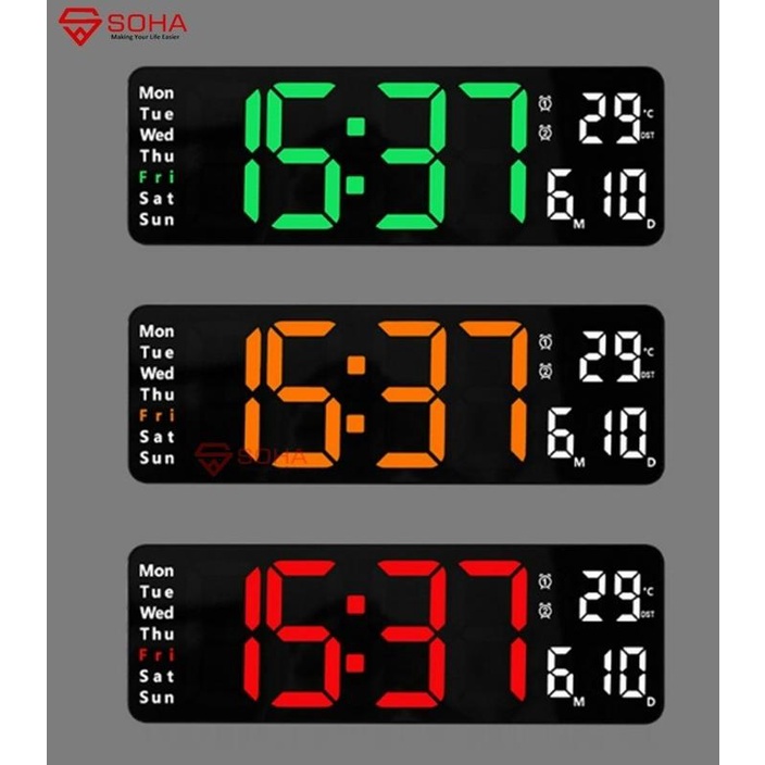 JD-6629 Jam Digital LED Besar Tampilan Jelas Dinding / Kalender Alarm Clock Weker Timer Countdown Smart Watch Suhu Temperatur