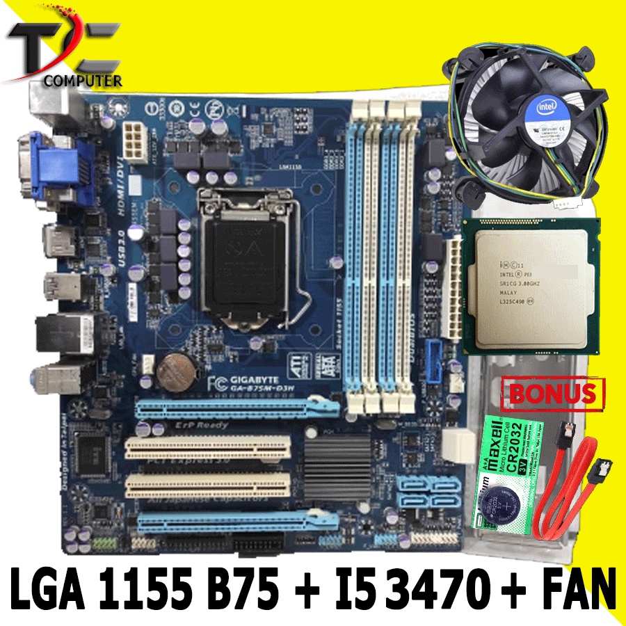 Paketan Motherboard LGA 1155 B75M GIGABYTE I5 GEN 3