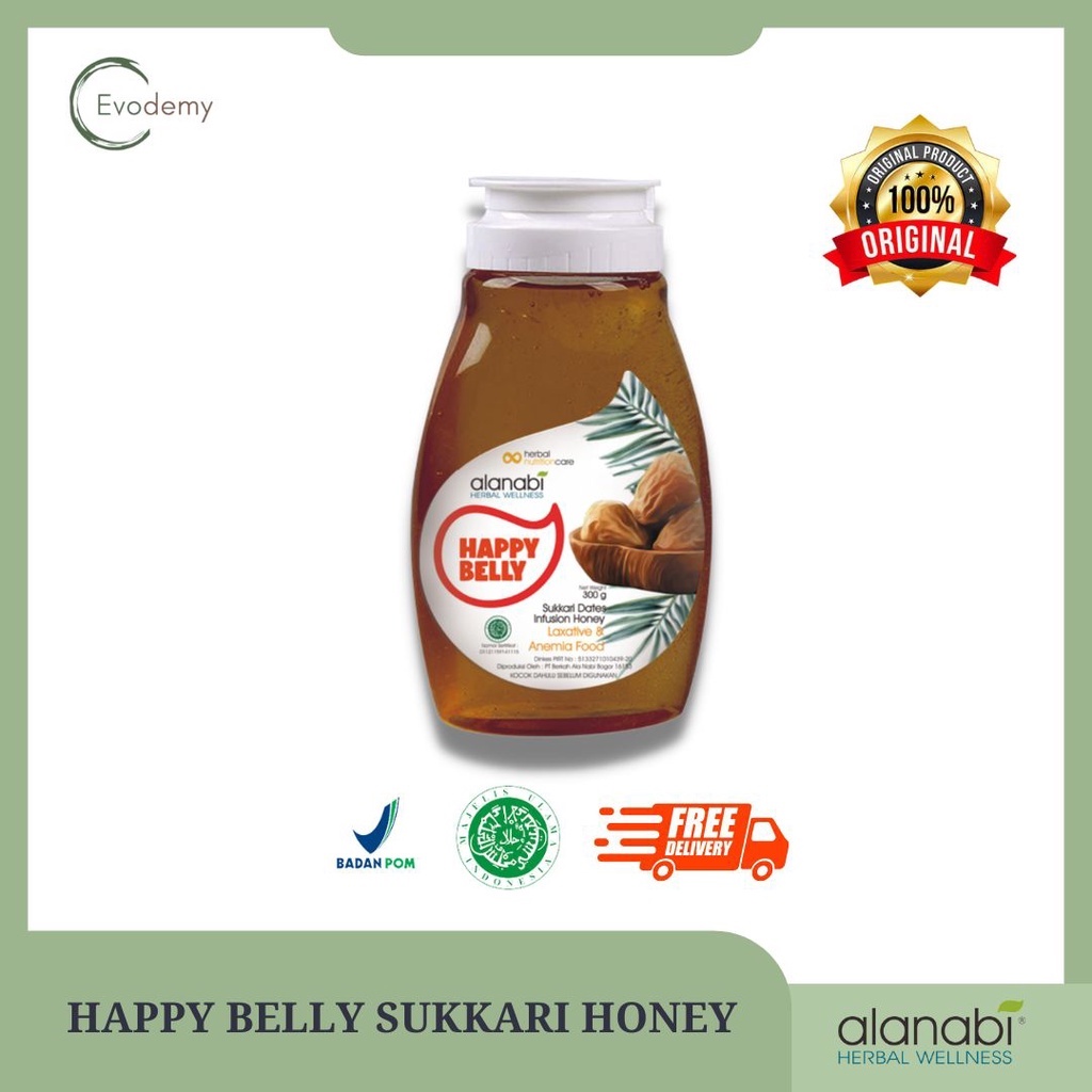 

ALANABI Happy Belly Sukkari Dates Infusion Honey (Laxative & Anemia Food) 300gram / Madu Herbal Alanabi / Madu Sehat Mengatasi BAB dan Mencegah Anemia