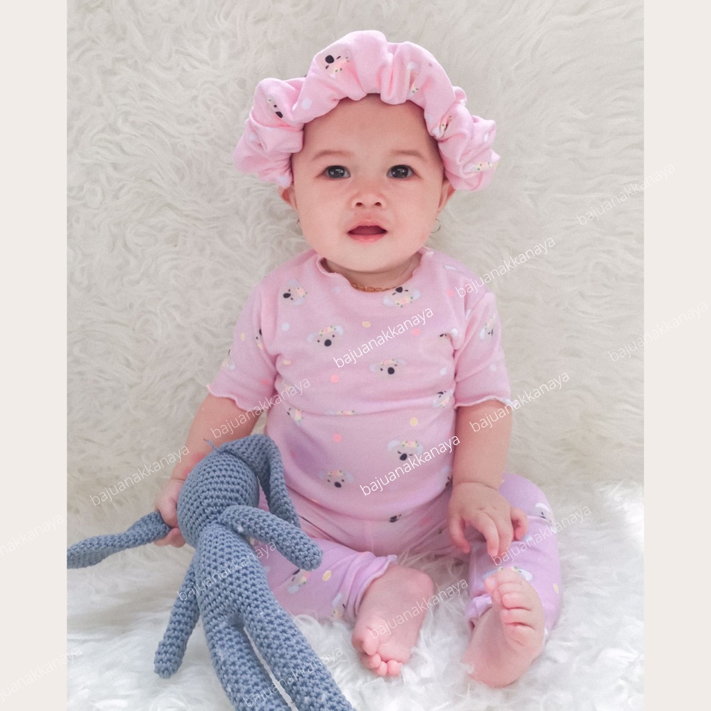 3-18 BLN SETELAN BAYI GEMPI FREE HEADBAND SCRUNCHIE SETELAN BAYI PEREMPUAN PREMIUM by MYBEE (SNI)