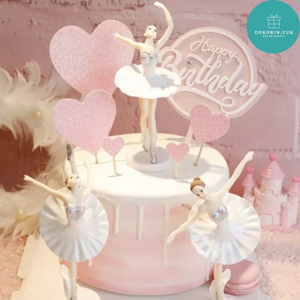 CAKE TOPPER BALERINA 1 SET ISI 3 PCS / Hiasan kue ulang tahun balerina / Aksesoris Kue Ulang Tahun