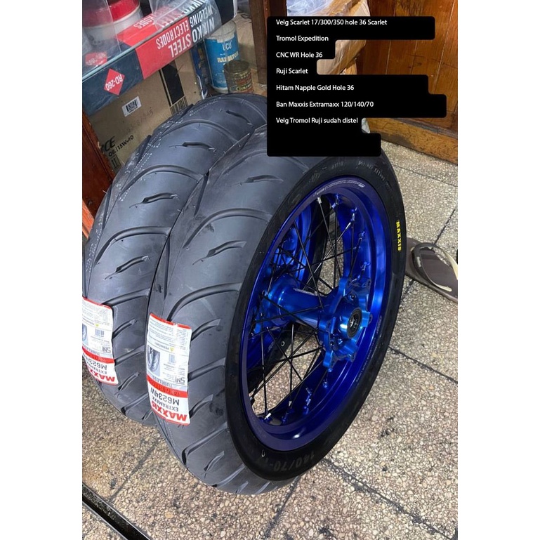 BANSET WHEELSET YAMAHA WR 155 R SUPERMOTO VELG SCARLET BIRU