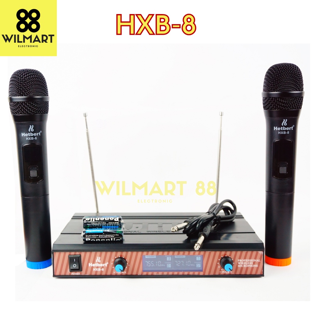 Mic Wireless UHF Hetbert HXB-8 Microphone Genggam 2 Buah HXB-8 Original