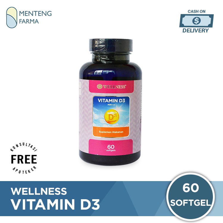 Wellness Vitamin D3 400 IU Isi 60 Kapsul Lunak - Suplemen Vitamin D