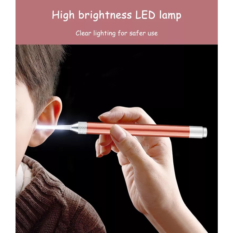 korek kuping lampu premium alat pembersih telinga anak dan dewasa led 2in1 kotak aluminium