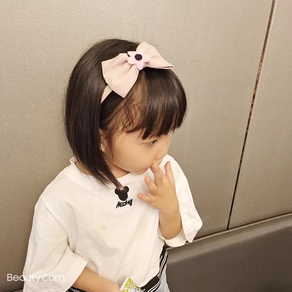 (Hello Girl)B09  Bando Anak Bandana Simpul Kotak Motif Bunga- Headband - Bando Bandana Import Murah