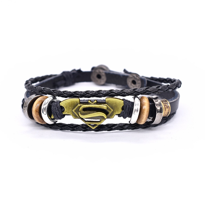 Gelang Tangan Kulit Motif Superman Justice Union Gaya Retro Untuk Wanita