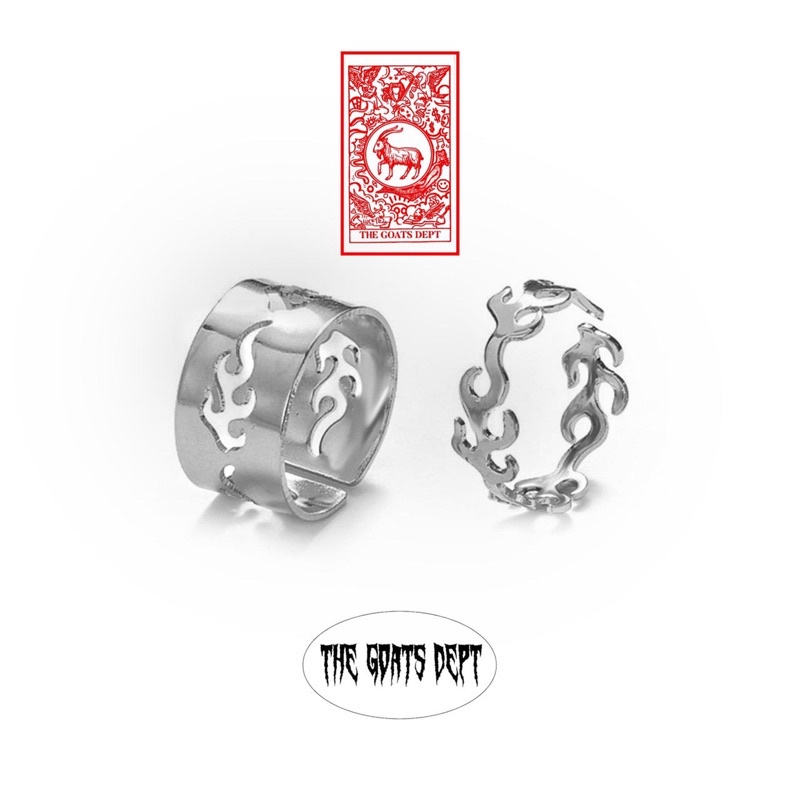Silver Flame Couple Ring By The Goats Dept / Cincin Api Pasangan Pacar Pria Wanita Unisex Adjustable