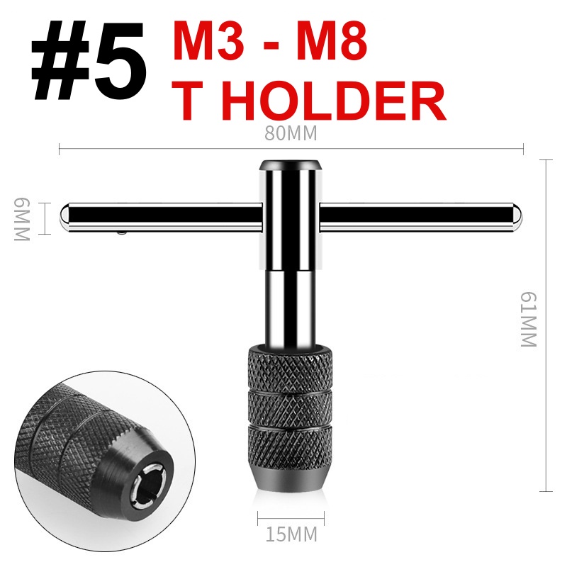 Hand Tap Set Pembuat Ulir Sekrup Mata Bor Tap Die Set &amp; Gagang M3-M12