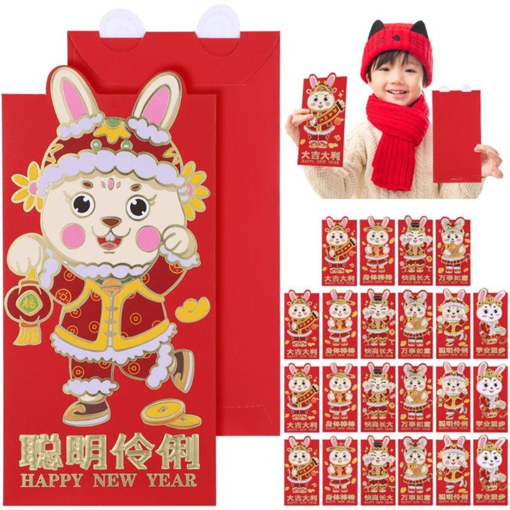 Top 24pcs Kelinci Amplop Merah CNY Spring Festival Ulang Tahun Hajatan Imlek