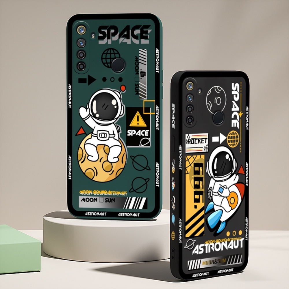 Case Vivo Y01 Y12 Y12S Y15 Y15S Y17 Liquid Casing Cute Astronot Moon And Sun Dove Premium With pelindung kamera