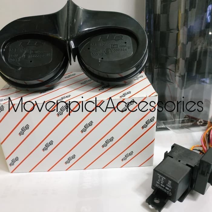 Klakson Fer Keong Hitam 12V Original+Bosch Relay Klakson