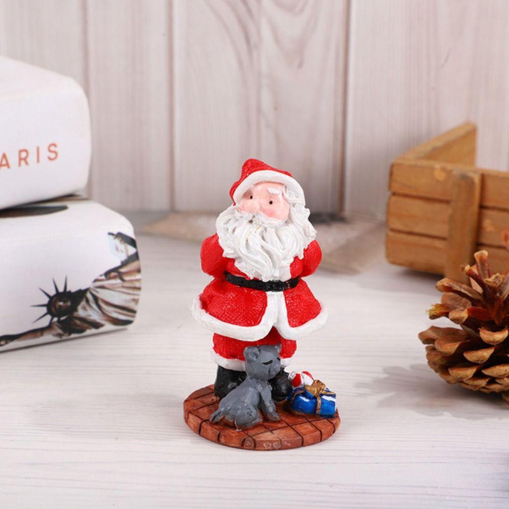 Lanfy Resin Santa Claus Ornamen Hadiah Ulang Tahun Mini Kartun Dekorasi Kantor Untuk Bonsai Decor Model Mainan Taman Miniatur Mobil Hiasan Kue Hiasan Desktop