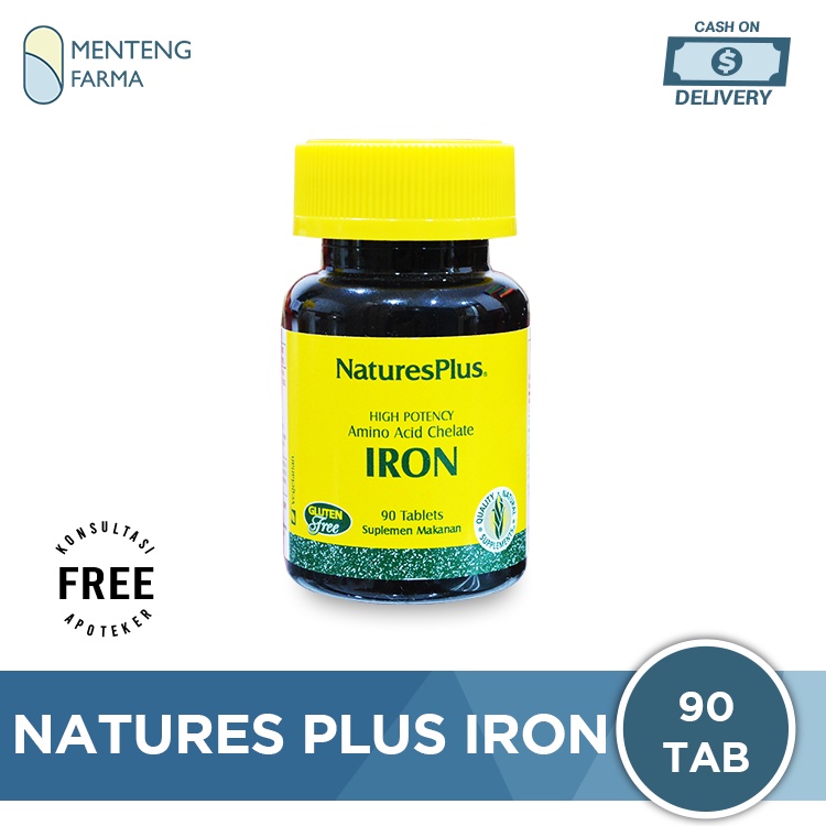 Natures Plus Iron 90 Tablet - Suplemen Zat Besi, Anemia, dan Kelelahan