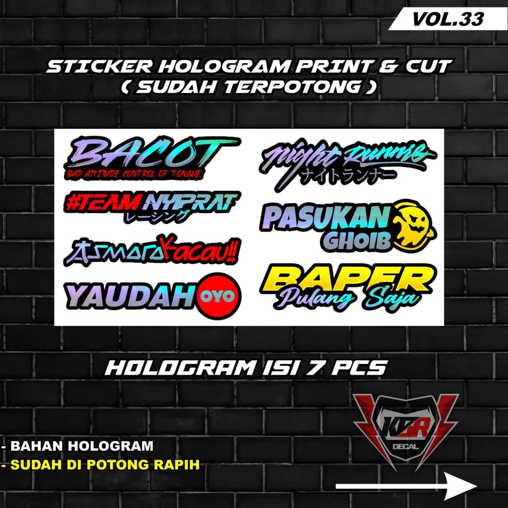 Stiker Hologram Racing Pack Print Cut Viral Terbaru Stiker Motor Sticker Helm