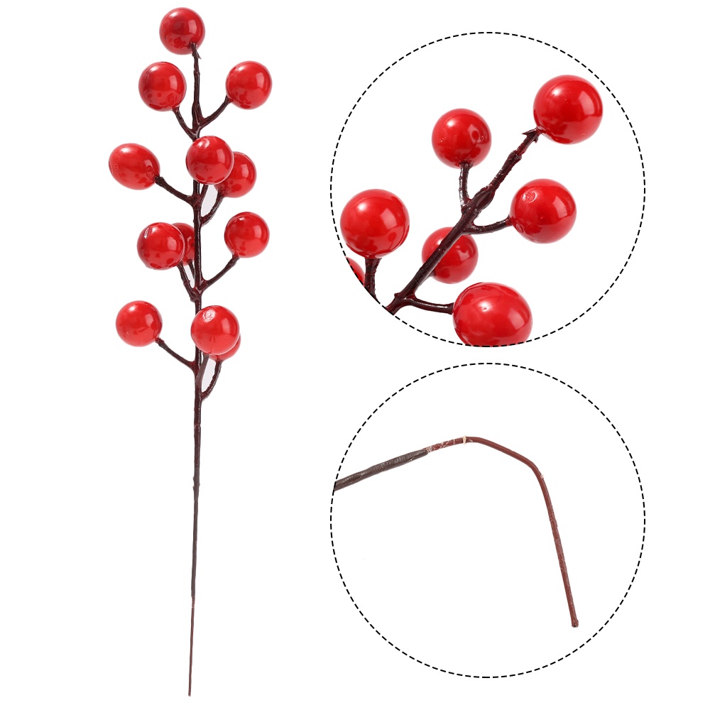 5 pcs / set Ornamen Bunga Berry Merah Buatan Untuk Dekorasi Pohon Natal