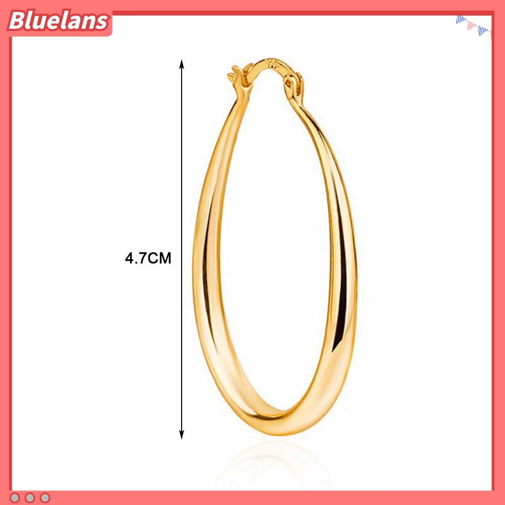 Bluelans Women Simple Fashion Oval Type Hoop Alloy Earrings Ear Loop Piercing Jewelry