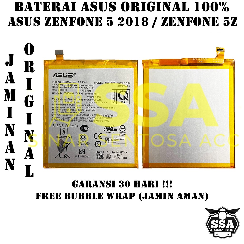 Baterai Original 100% Asus Zenfone 5 2018 Zenfone 5Z C11P1708 ZS620KL ZE620KL X00QD HP Batre Batrai Battery Ori Garansi Awet