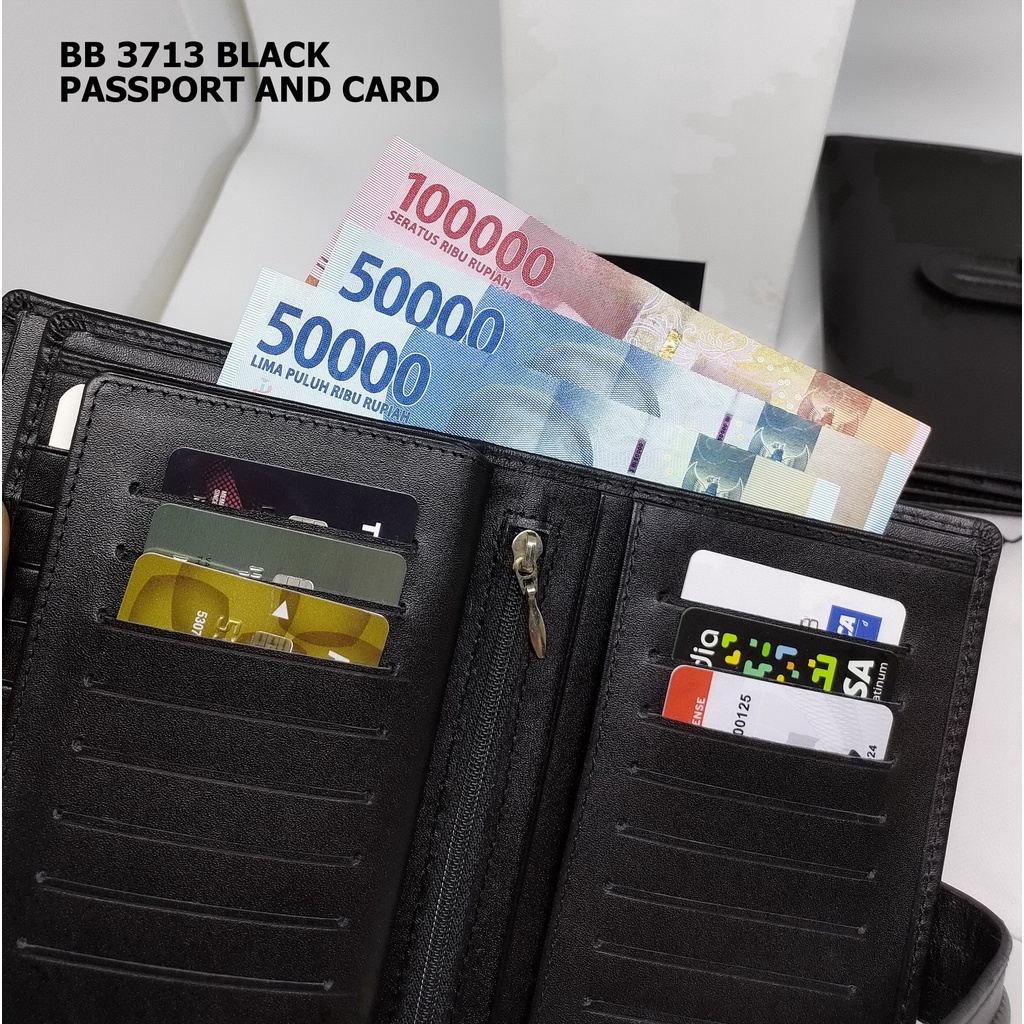 PASSPORT HOLDER DOMPET PASPOR DAN 40 CARD BB 3713 BLACK - TRAVEL DOCUMENT HOLDER