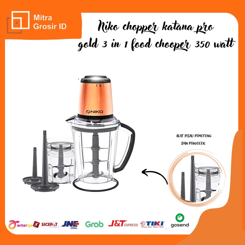 NIKO CHOPPER KATANA PRO GOLD 3 IN 1 FOOD CHOPPER 350 WATT