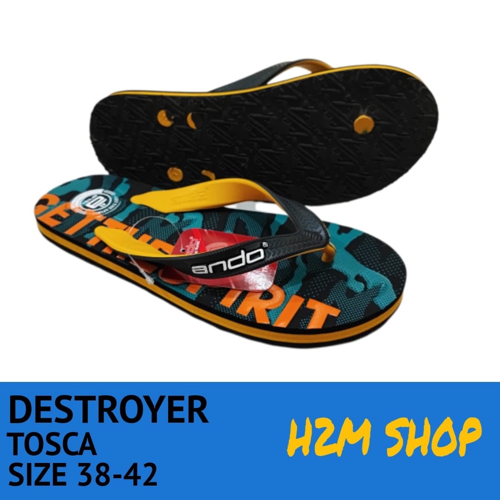 ANDO DESTROYER Sandal Santai Rumahan Jepit Pria Ukuran 38-42