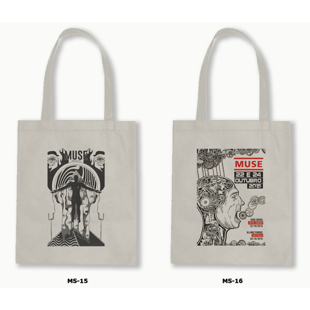 Tas Tote Bag Resleting Kanvas/Blacu  - Muse 1