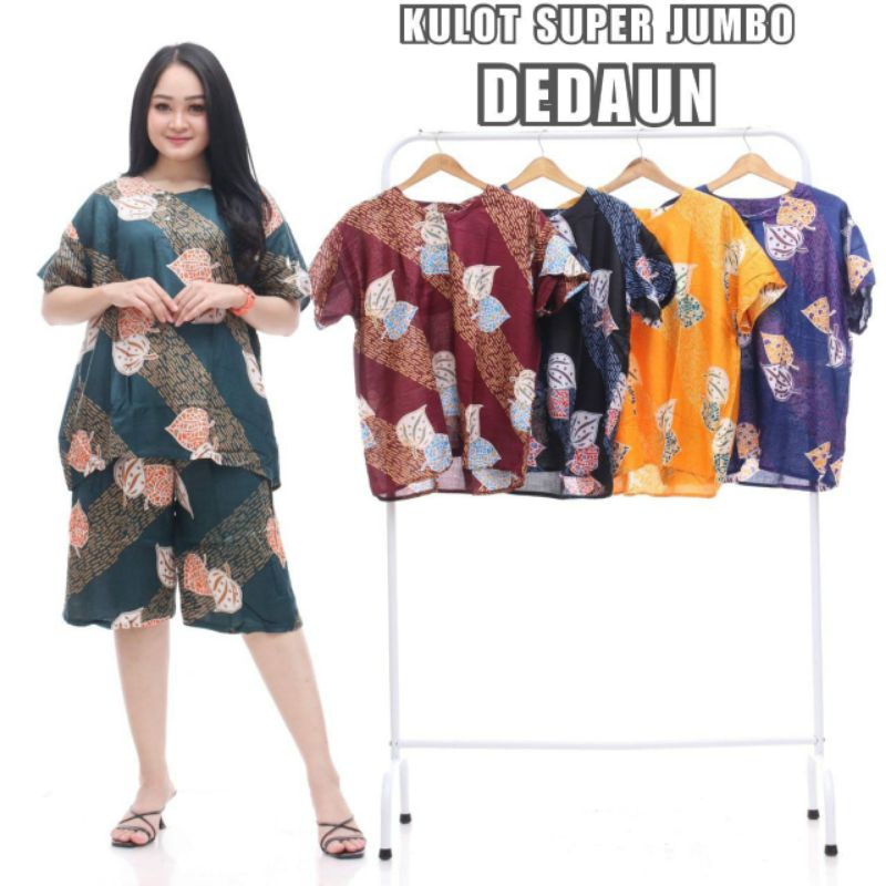 Setelan Celana pendek Kulot jumbo 177.500 dapat 5 motif bahan rayon dada kancing.
