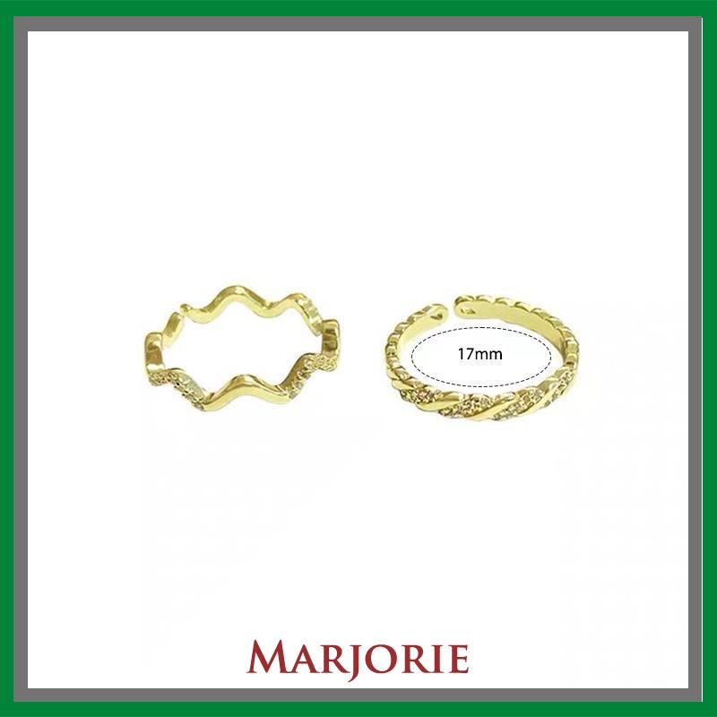 2PCS/Cincin set korea cincin Bergaris Gelombang Temperamen Cincin wanita Aisesuaikan-MJD